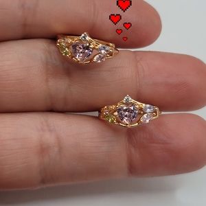 Valentine's Day hoops pink heart with clear stones